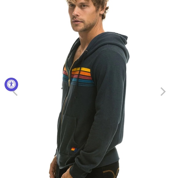 Charcoal Aviator Nation Striped Zip up Sweater size small - Picture 4 of 4